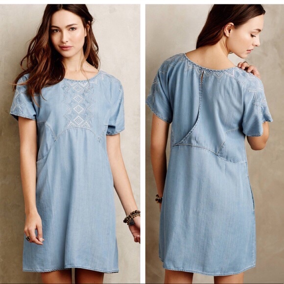 Anthropologie Dresses & Skirts - Anthropologie Holding Horses Chambray Shift Dress